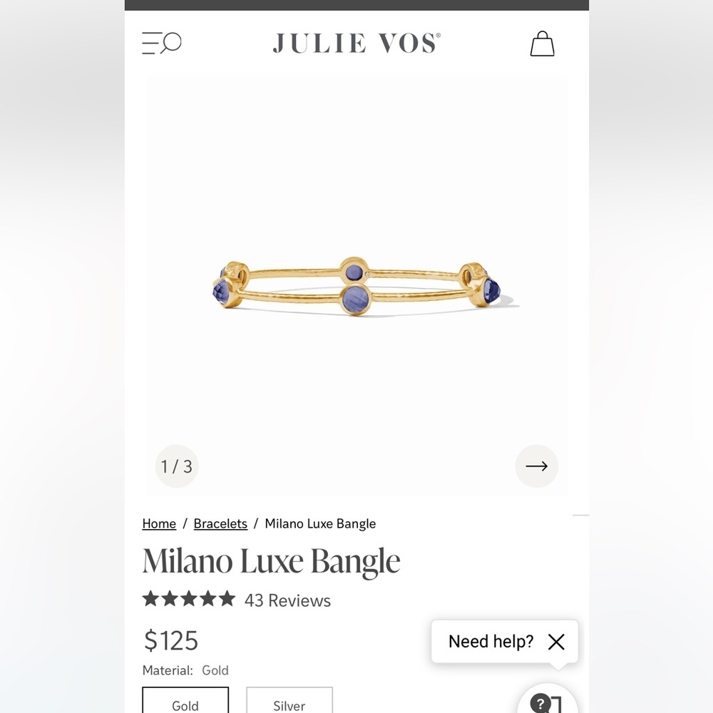 Julie Voss Milano Luxe Gold and Blue Bracelet